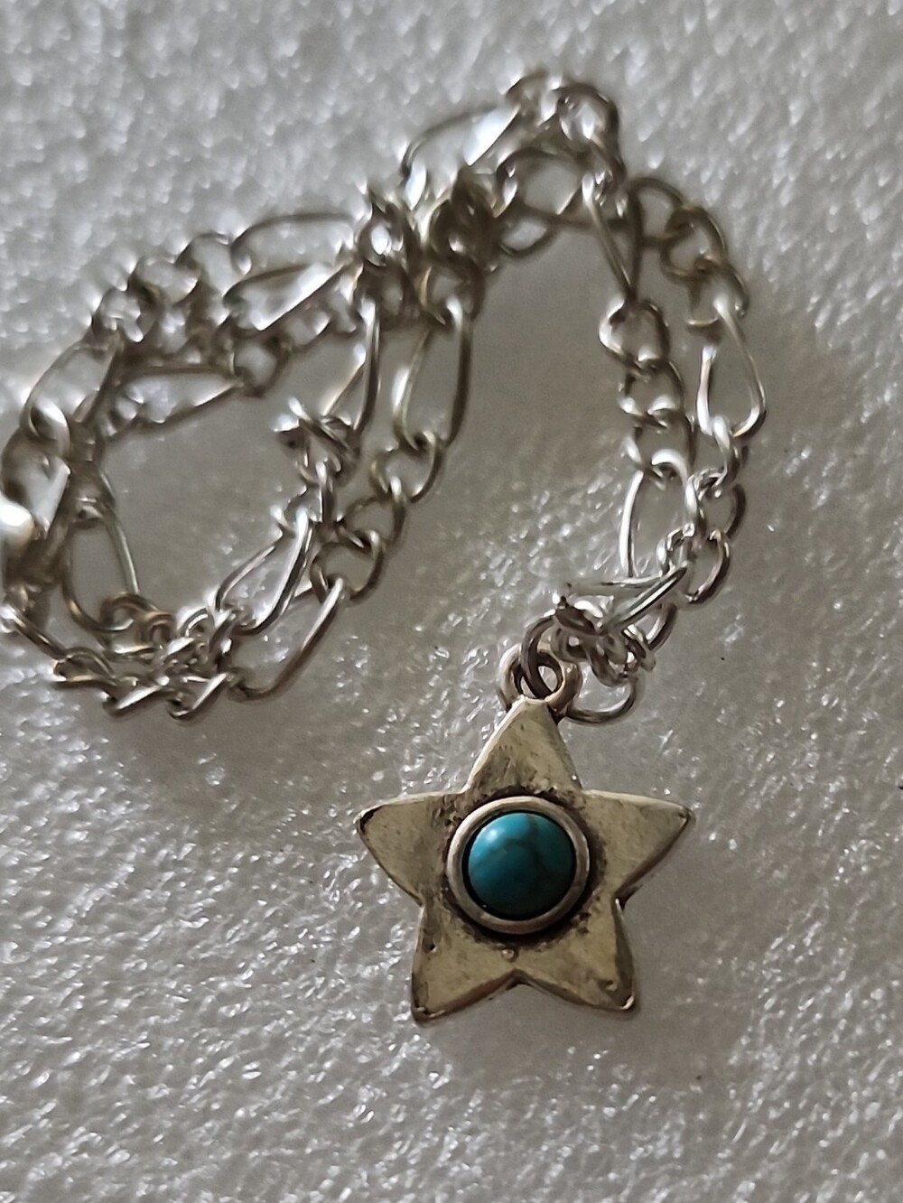 Silver Star Bracelet / Anklet with Turquoise Accent - Women's Jewelry